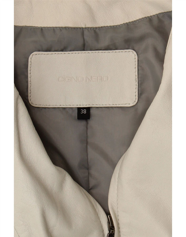 CIGNO NERO Womens Crop Leather Jacket EU 38 Medium White Leather Vintage Cigno Nero and Second-Hand Cigno Nero from Messina Hembry 