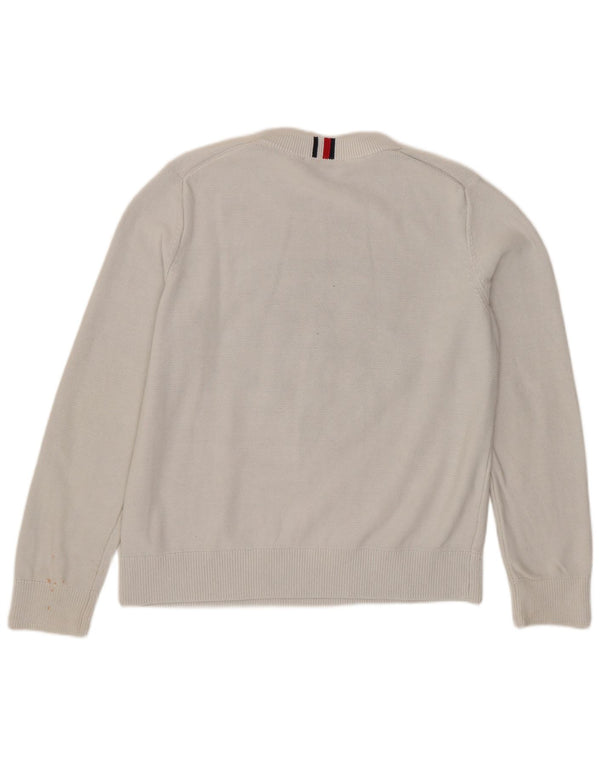 Tommy Hilfiger Γυναικείο πουλόβερ Graphic Crew Neck Jumper UK 16 Large White