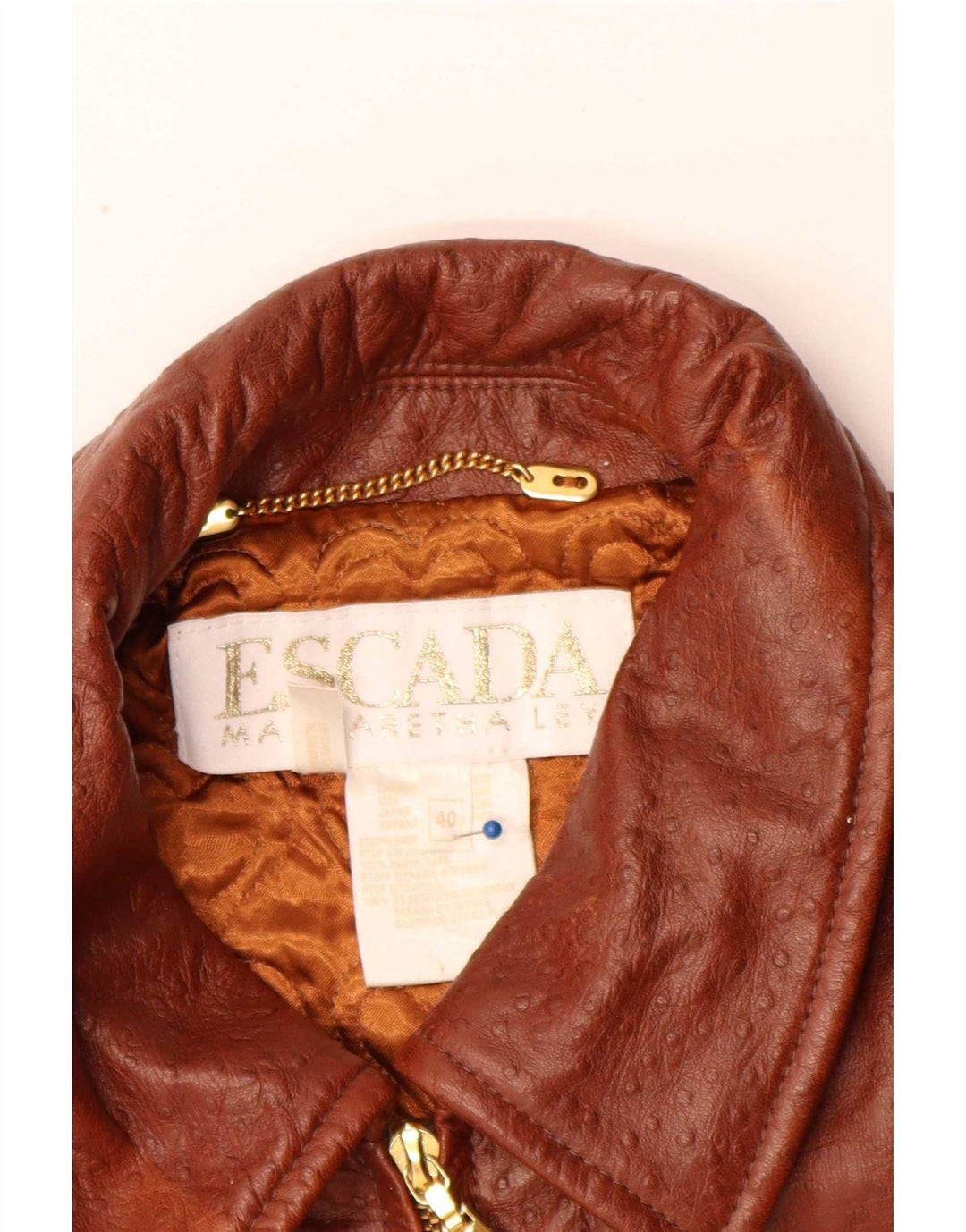 Escada Womens by Margaretha Ley Loose Fit Δερμάτινο παλτό EU 40 Μεσαίο καφέ