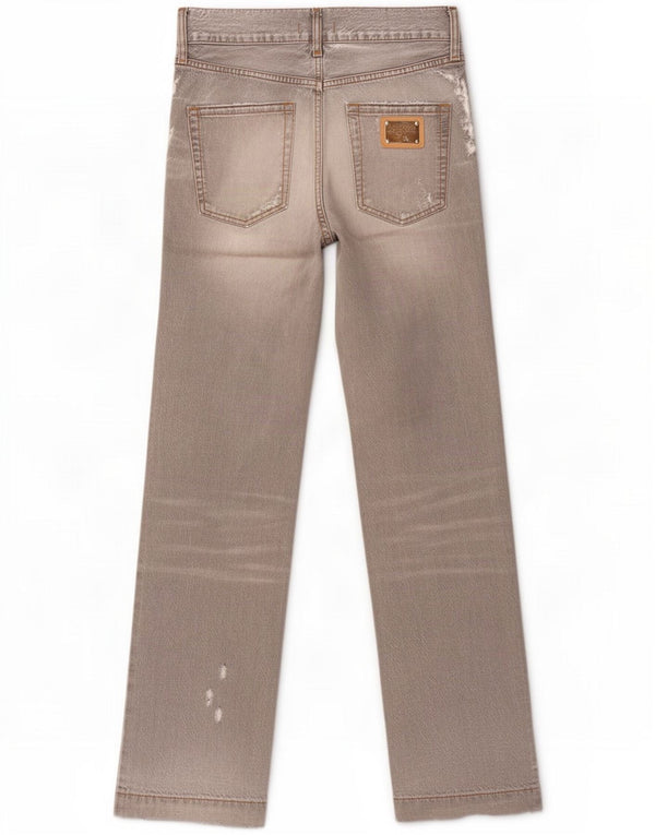 Dolce & Gabbana Womens Distressed Straight Jeans IT 48 XL W34 L32 Grey