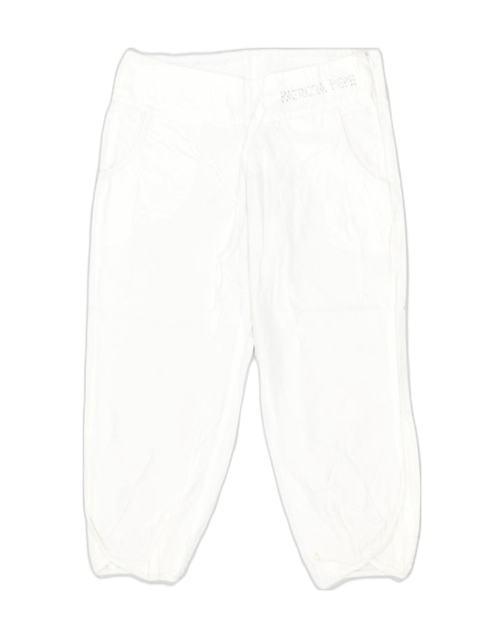 PATRIZIA PEPE Girls Capri Trousers 12-13 Years XL W26 L19 White Cotton | Vintage Patrizia Pepe | Thrift | Second-Hand Patrizia Pepe | Used Clothing | Messina Hembry 