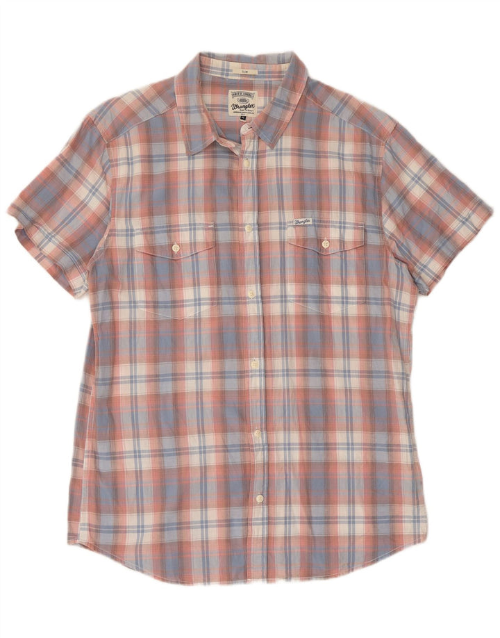 Ανδρικό κοντομάνικο Slim πουκάμισο Wrangler XL Μπλε βαμβακερό