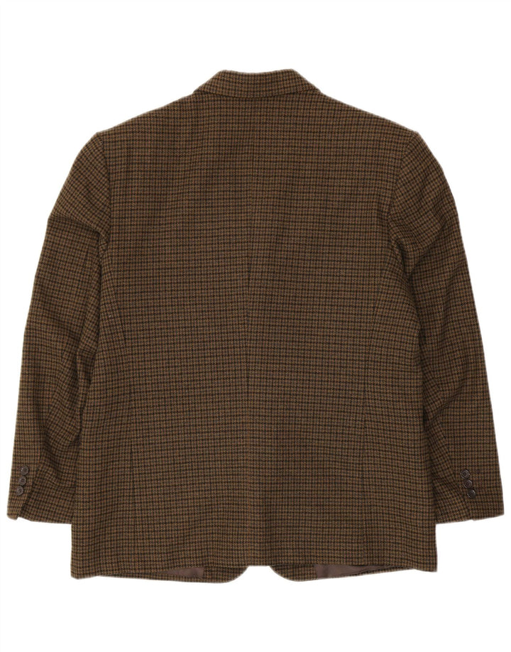 PETRELLI Ανδρικό σακάκι σακάκι IT 51 μεγάλο χακί Houndstooth παρθένο μαλλί