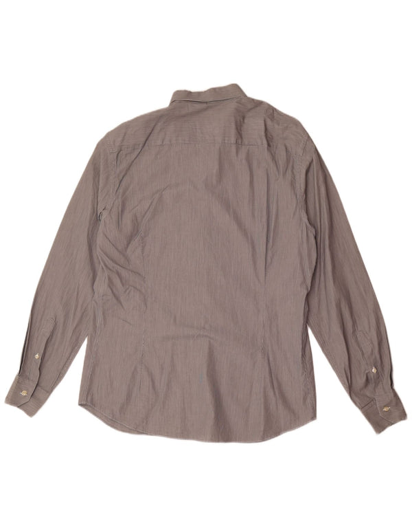 Ανδρικό πουκάμισο Massimo Dutti Slim Fit XL Γκρι βαμβακερό ριγέ