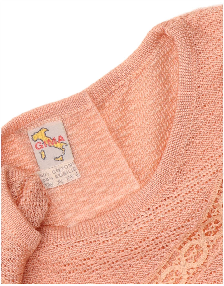 VINTAGE Γυναικείο κοντομάνικο πουλόβερ με λαιμόκαυστο UK 14 Medium Pink