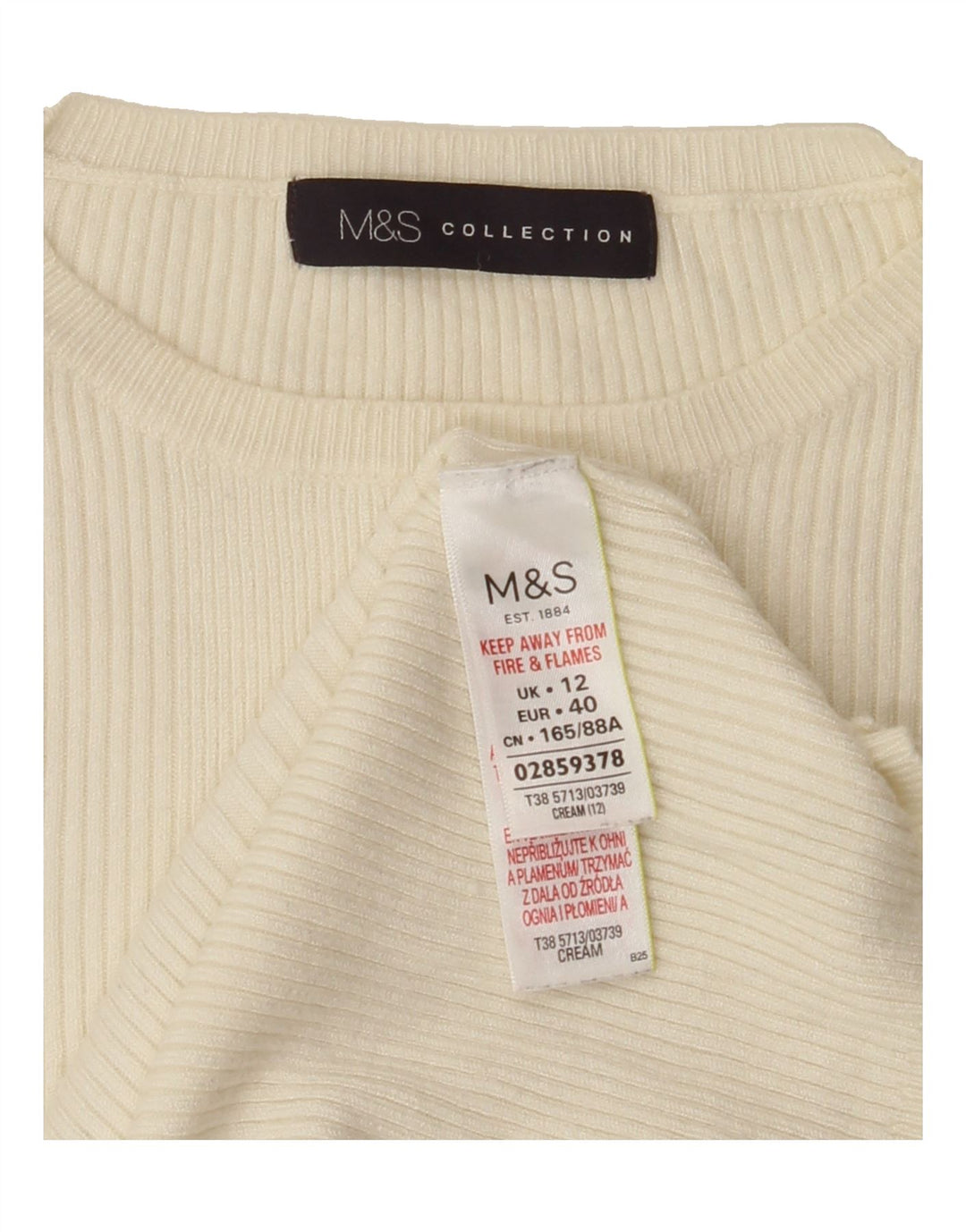 MARKS & SPENCER Womens Crew Neck Jumper Sweater UK 12 Medium Off White Vintage Marks & Spencer and Second-Hand Marks & Spencer from Messina Hembry 