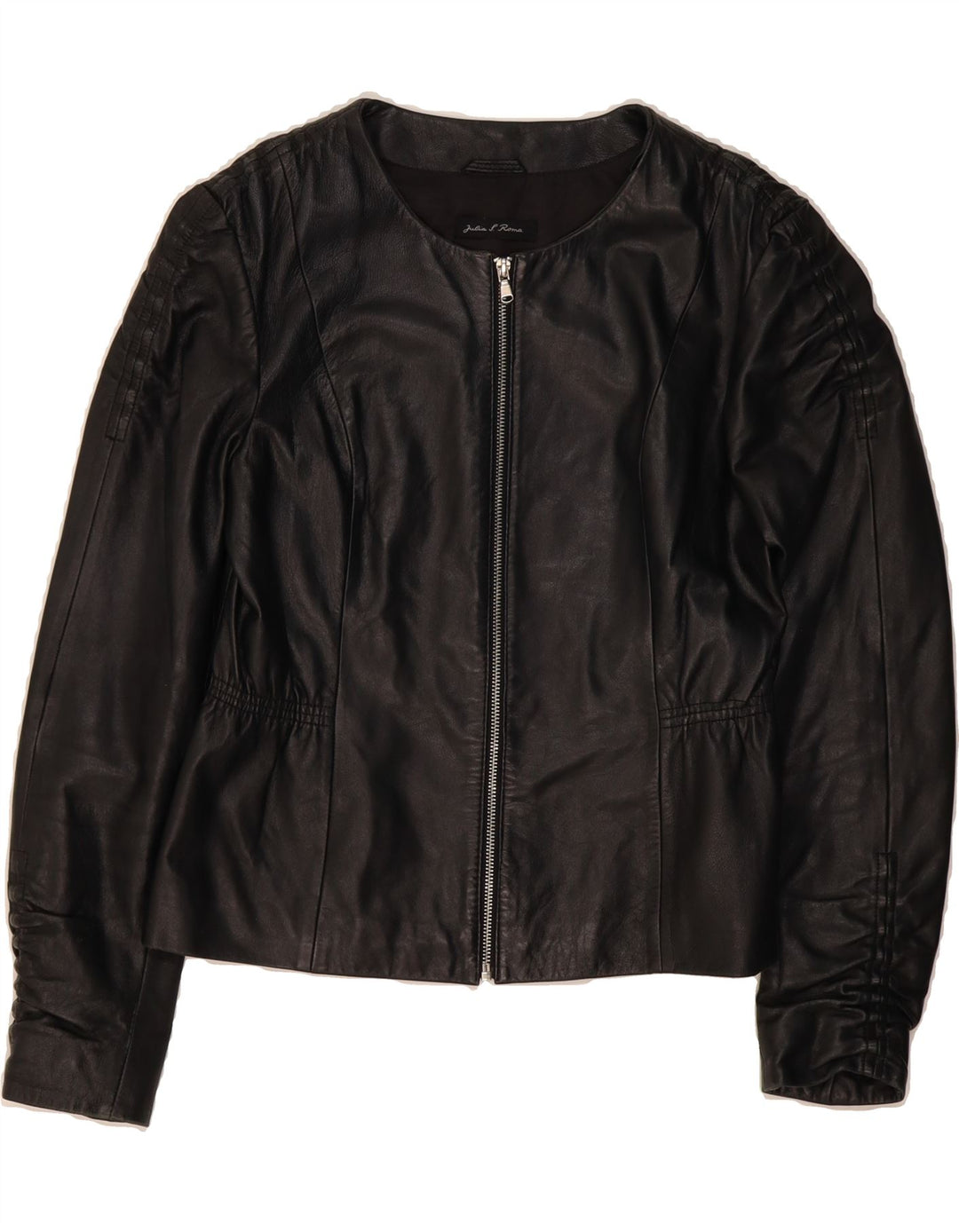 JULIA S. ROMA Womens Leather Jacket UK 12 Medium  Black Leather Vintage Julia S. Roma and Second-Hand Julia S. Roma from Messina Hembry 