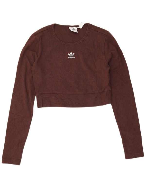 Γυναικείο φούτερ Adidas Crop Jumper UK 12/14 Μεσαίο καφέ βαμβακερό
