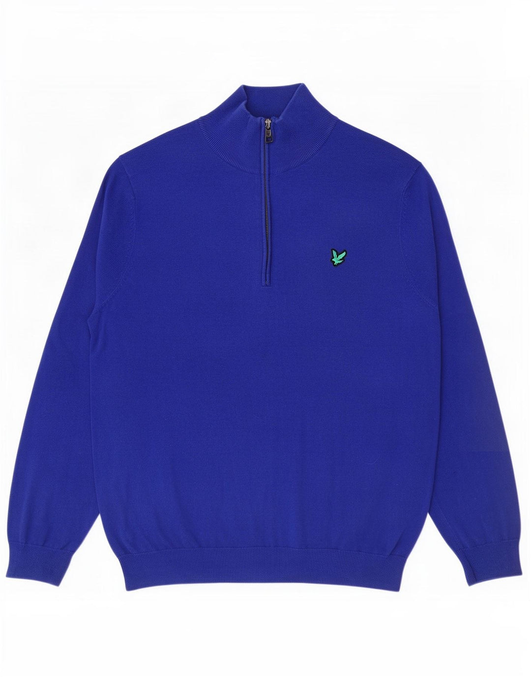 Ανδρικό πουλόβερ με φερμουάρ Lyle & Scott, μεγάλο μπλε βαμβακερό