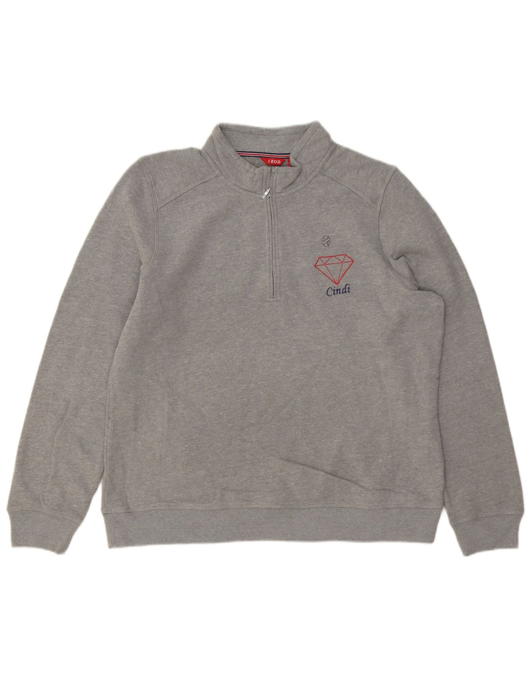 Ανδρικό φούτερ με φερμουάρ IZOD 2XL Γκρι βαμβακερό