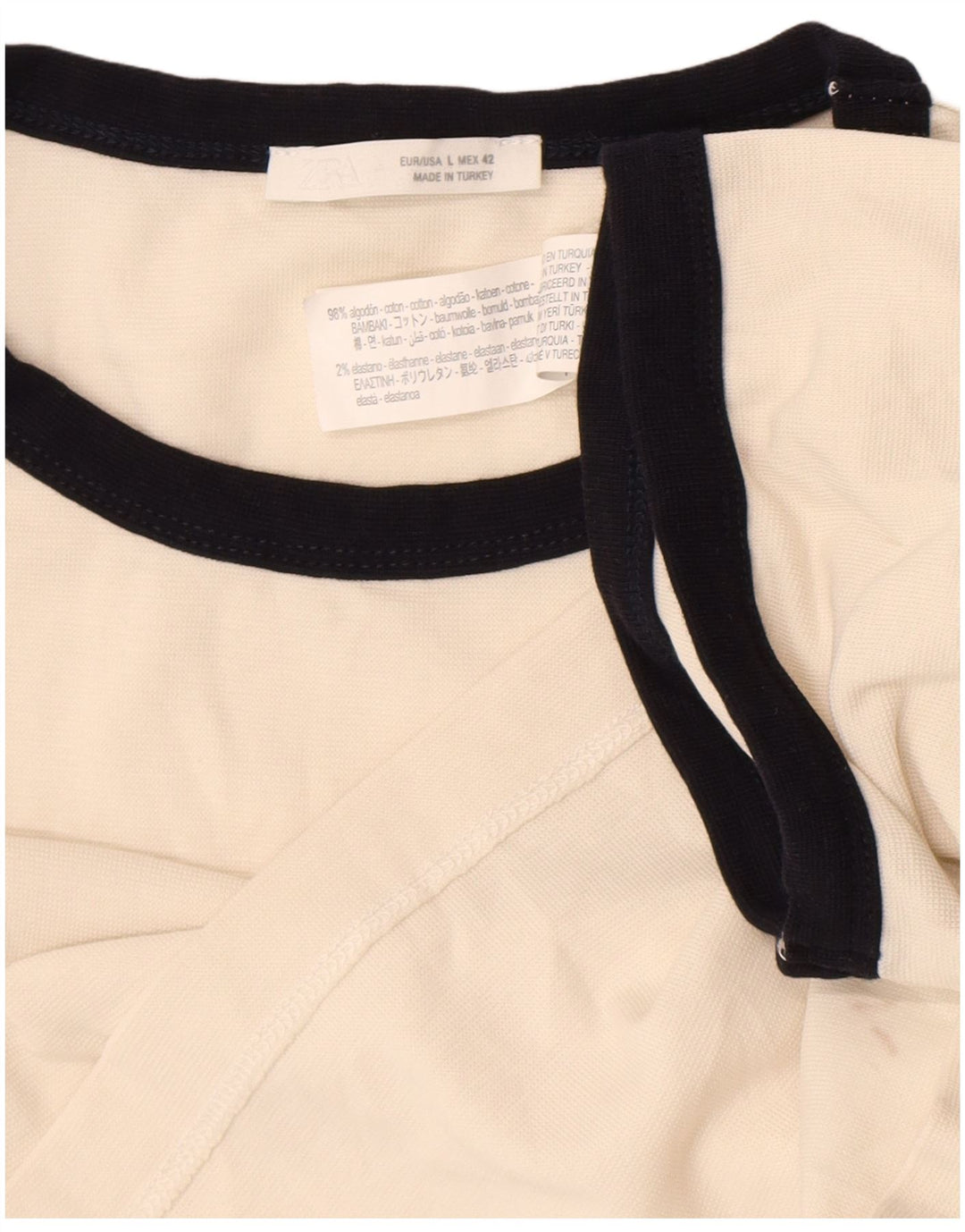 Ανδρικό T-Shirt Zara Top Large Off White Βαμβακερό