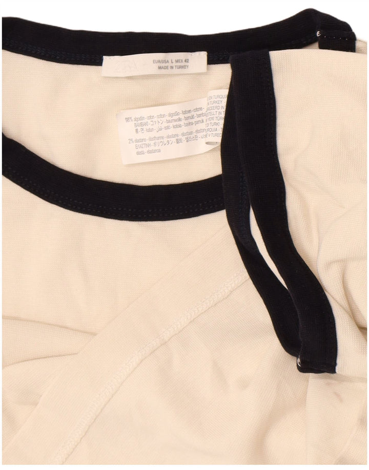 Ανδρικό T-Shirt Zara Top Large Off White Βαμβακερό
