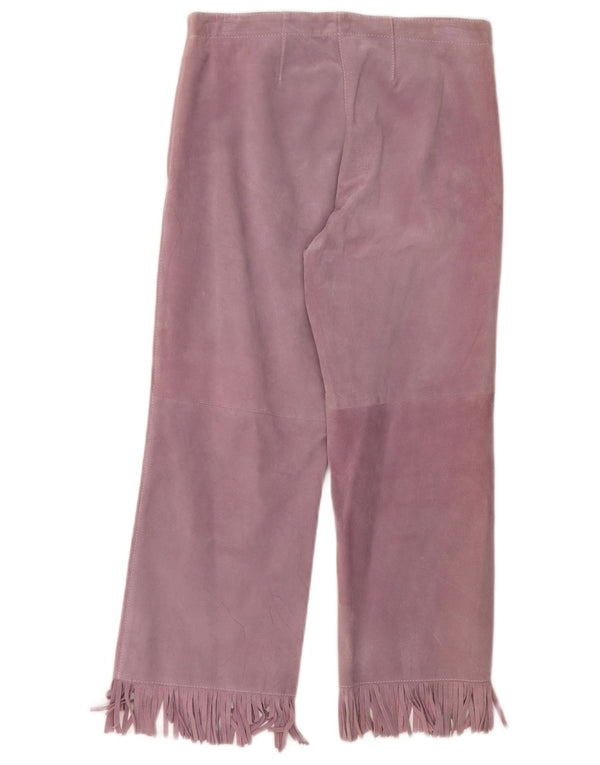 CONBIPEL Womens Straight Suede Capri Trousers UK 14 Large W30 L22 Purple