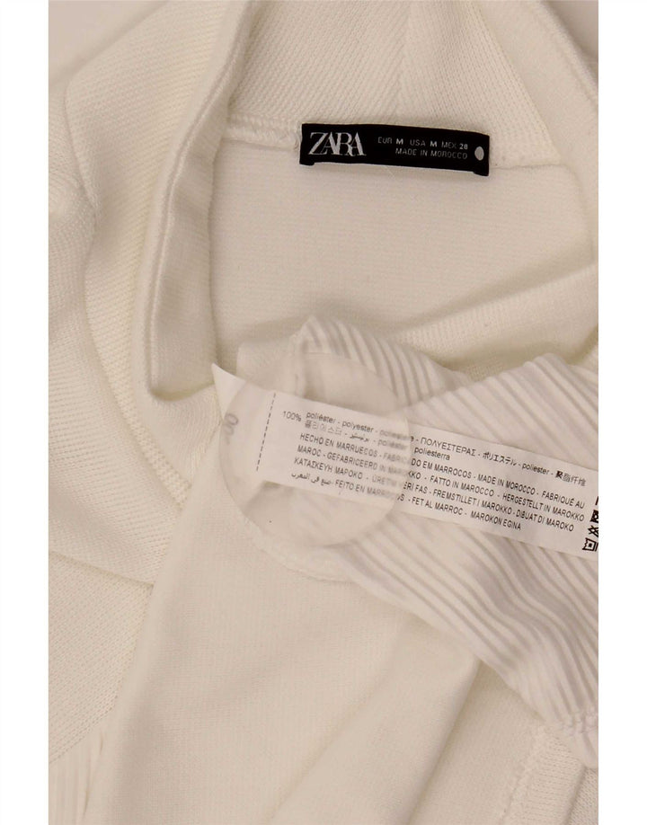 Zara Γυναικείο μακρυμάνικο φόρεμα Shift UK 14 Medium White Polyester