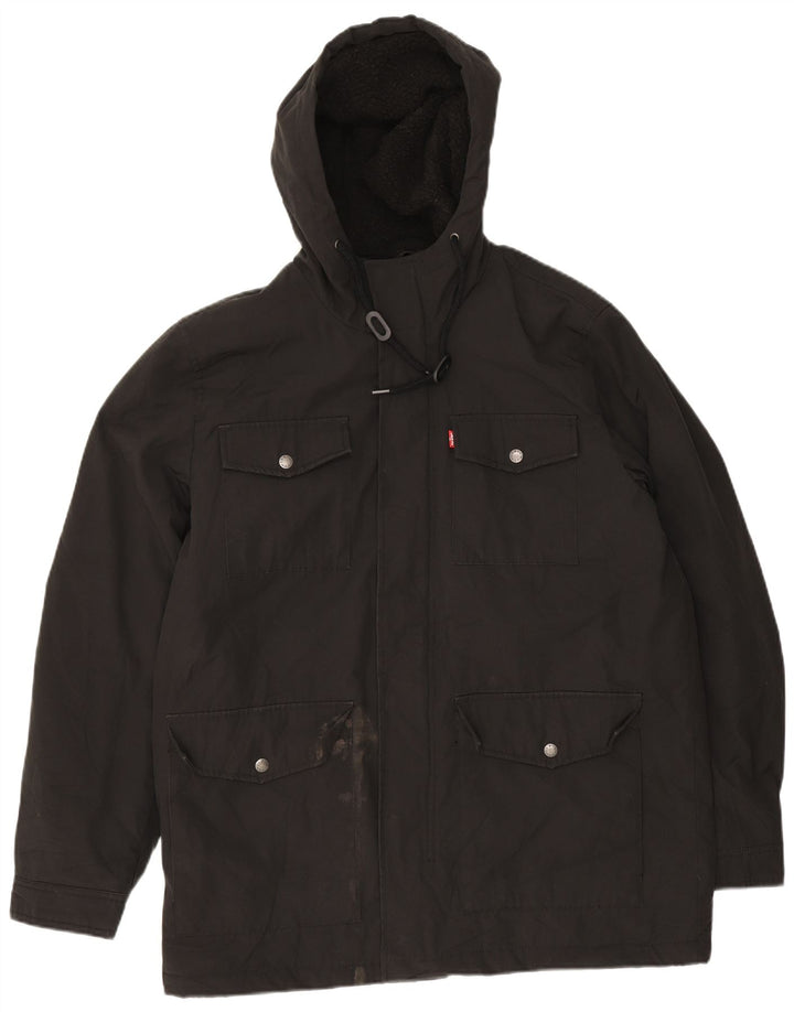Levi's Mens Hooded Sherpa Utility Jacket UK 38 Medium Black Polyester