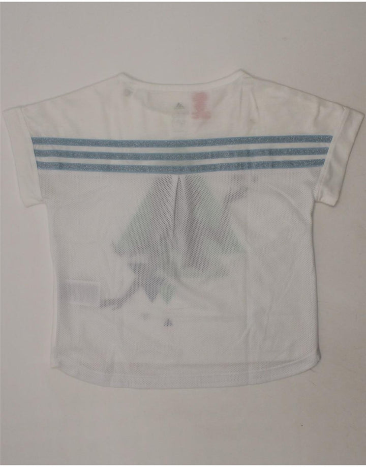 ADIDAS Girls Graphic T-Shirt Top 7-8 Years White Polyester Vintage Adidas and Second-Hand Adidas from Messina Hembry 