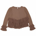 Zara γυναικεία μακρυμάνικη μπλούζα τοπ UK 10 Small Brown Colourblock