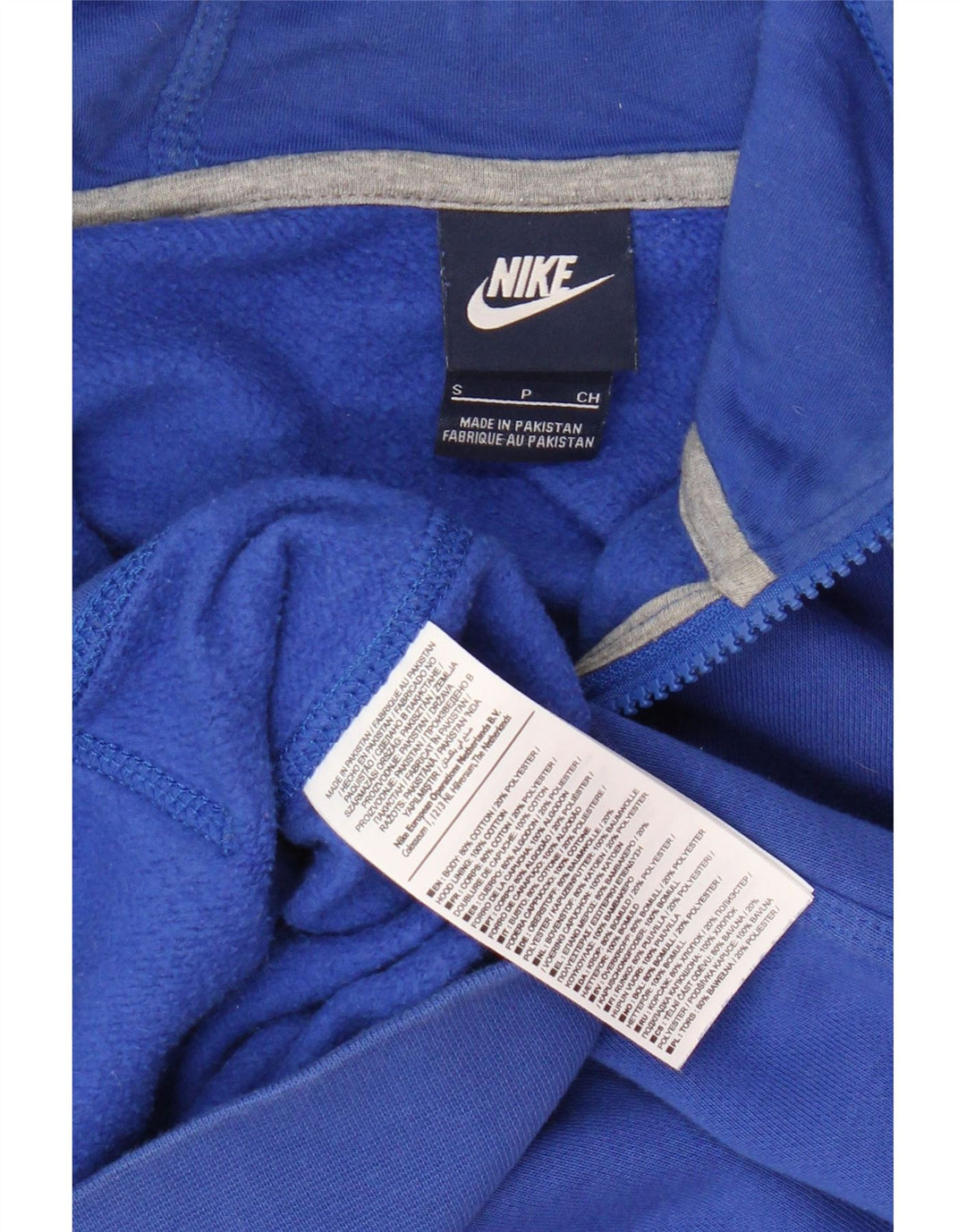 NIKE Mens Zip Hoodie Sweater Small Blue Cotton