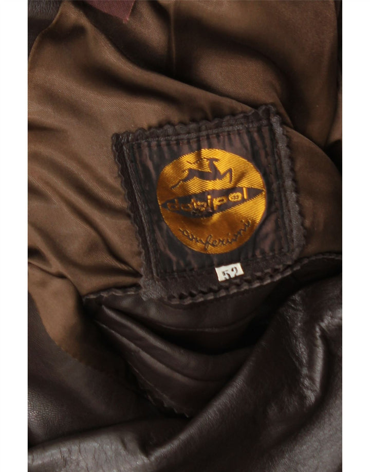 Vintage Γυναικείο Διπλό Δερμάτινο Παλτό IT 52 2XL Καφέ