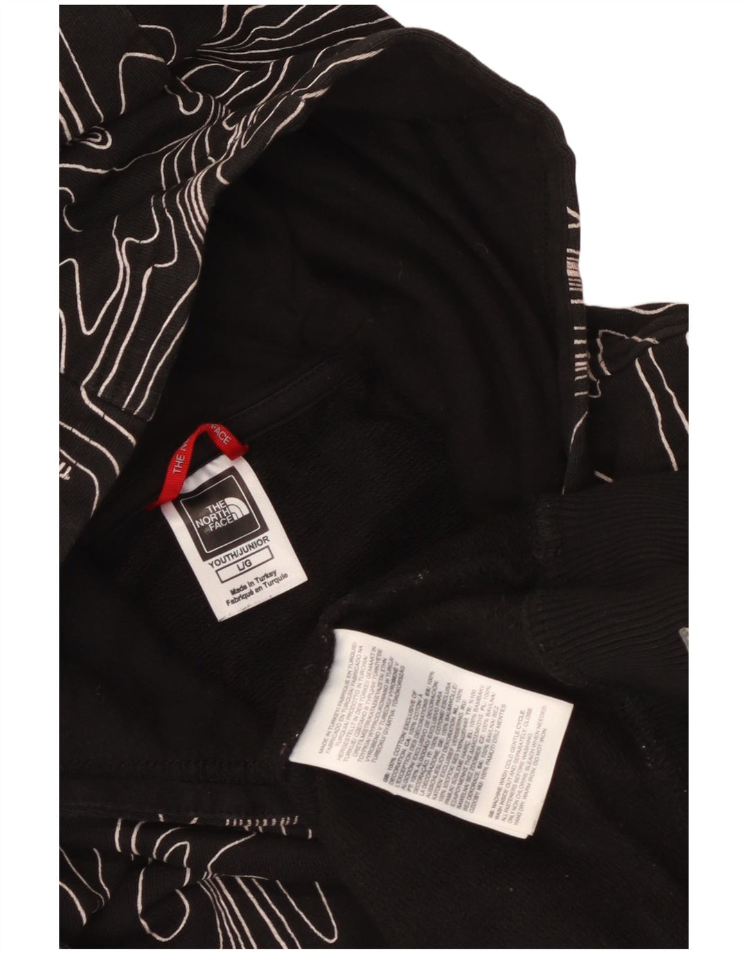 The North Face Boys Abstract Pattern Hoodie Jumper 11-12 ετών Large Black