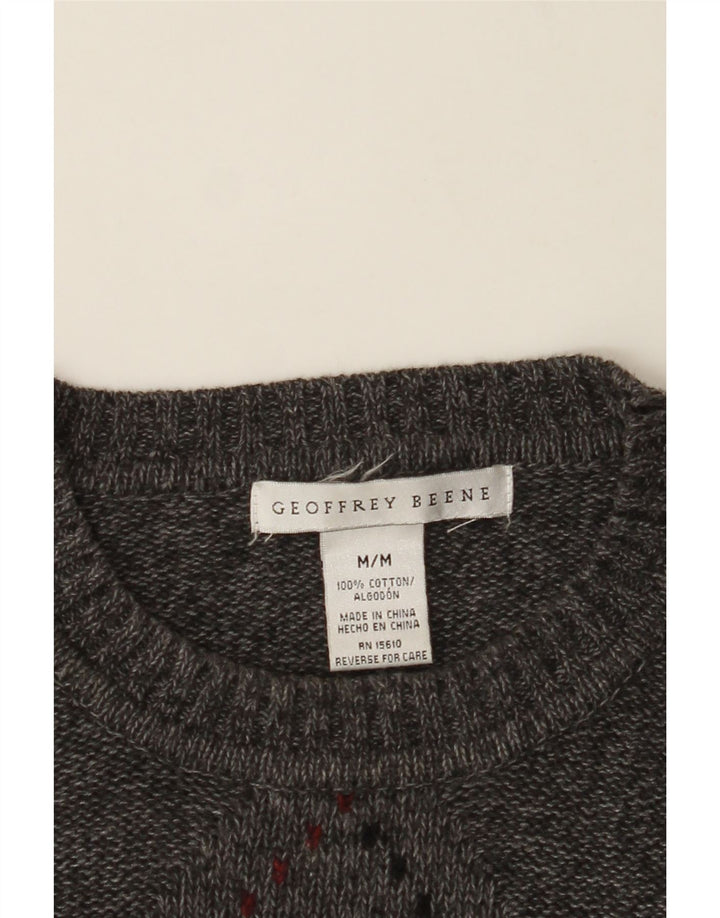 GEOFFREY BEENE Mens Crew Neck Jumper Sweater Medium Grey Argyle/Diamond Vintage Geoffrey Beene and Second-Hand Geoffrey Beene from Messina Hembry 