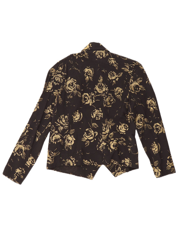 VINTAGE Γυναικείο Μπλέιζερ Διπλό Μπουφάν EU 36 Small Black Floral