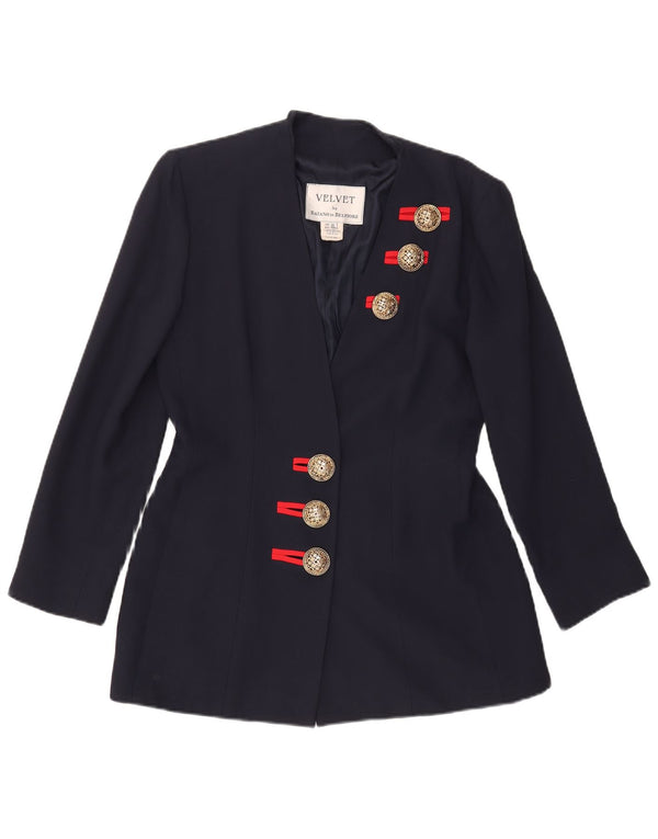 Vintage γυναικείο τζάκετ με 3 κουμπιά Blazer IT 46 Μεγάλο Navy Blue Acetate