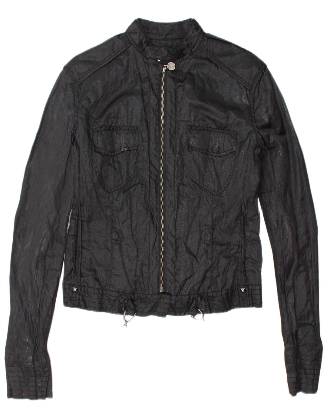 GUESS Γυναικείο Crop Utility Jacket UK 14 Large Μαύρο Βαμβακερό