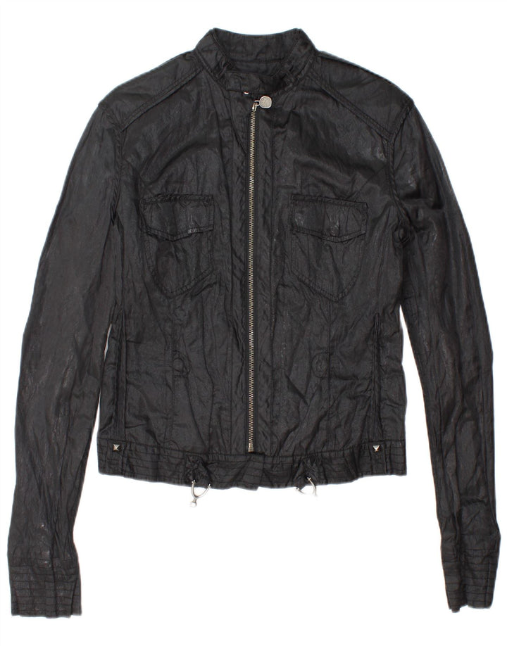 GUESS Γυναικείο Crop Utility Jacket UK 14 Large Μαύρο Βαμβακερό