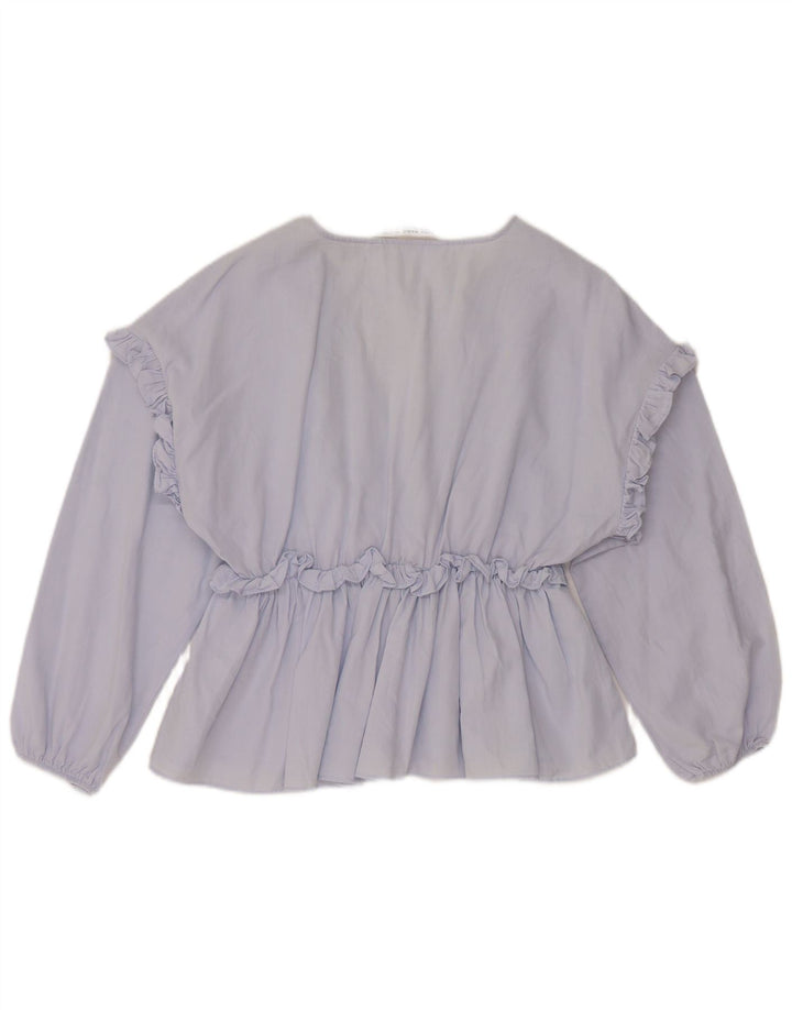 Zara Γυναικεία μακρυμάνικη μπλούζα τοπ UK 10 Small μπλε βαμβακερό