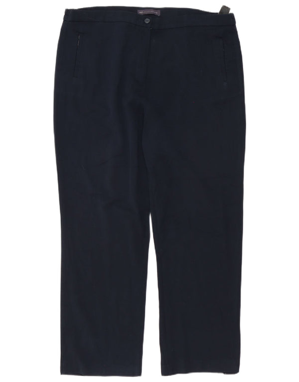 Marks & Spencer Γυναικεία Slim Fit Casual Παντελόνι W38 L27 Navy Blue Viscose
