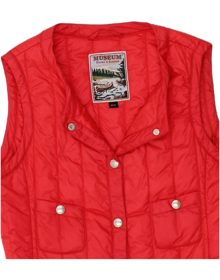 MUSEUM Womens Padded Gilet UK 10 Small Red Polyester Vintage Museum and Second-Hand Museum from Messina Hembry 