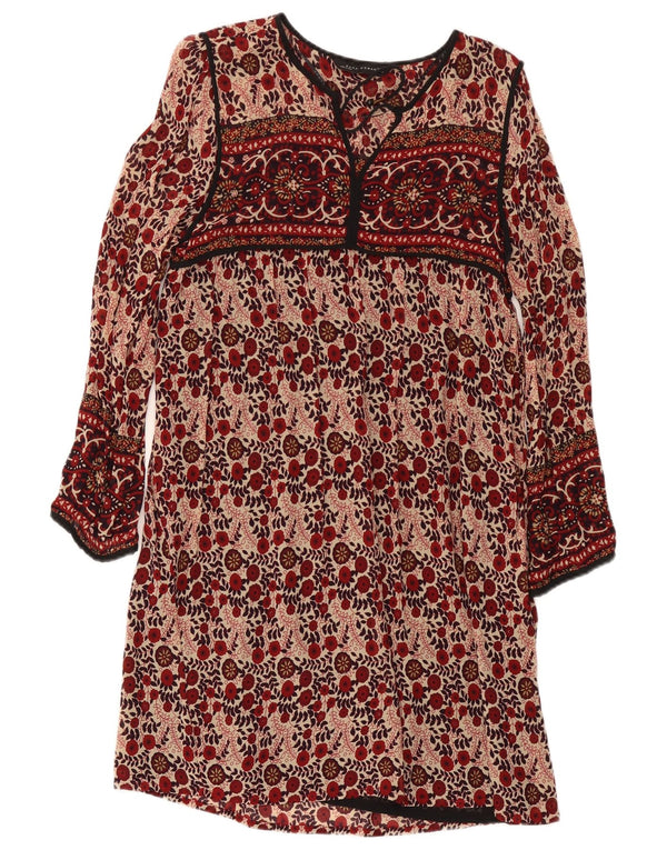 Zara Γυναικείο μακρυμάνικο φόρεμα Shift UK 10 Small Red Floral