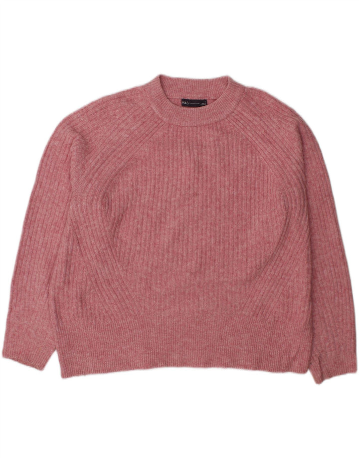 MARKS & SPENCER Womens Oversized Crew Neck Jumper Sweater UK 16 Large Pink Vintage Marks & Spencer and Second-Hand Marks & Spencer from Messina Hembry 