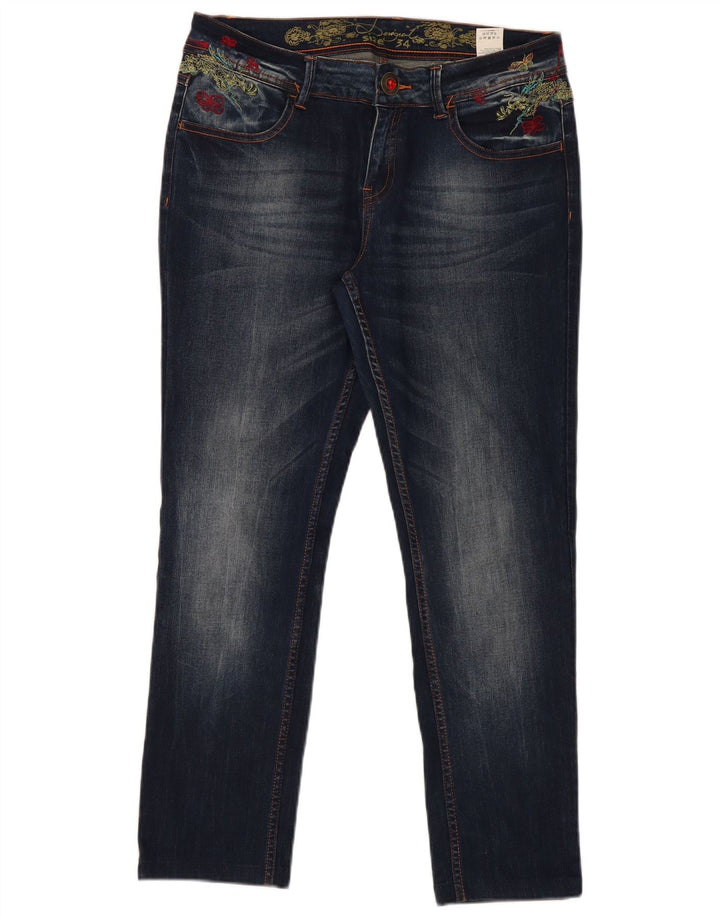 Γυναικείο γραφικό λεπτό τζιν Desigual W34 L29 Navy Blue Polyester