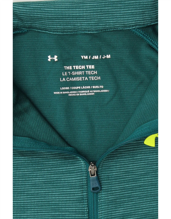 UNDER ARMOUR Boys Zip Neck Pullover Tracksuit Top 9-10 Years Medium  Green