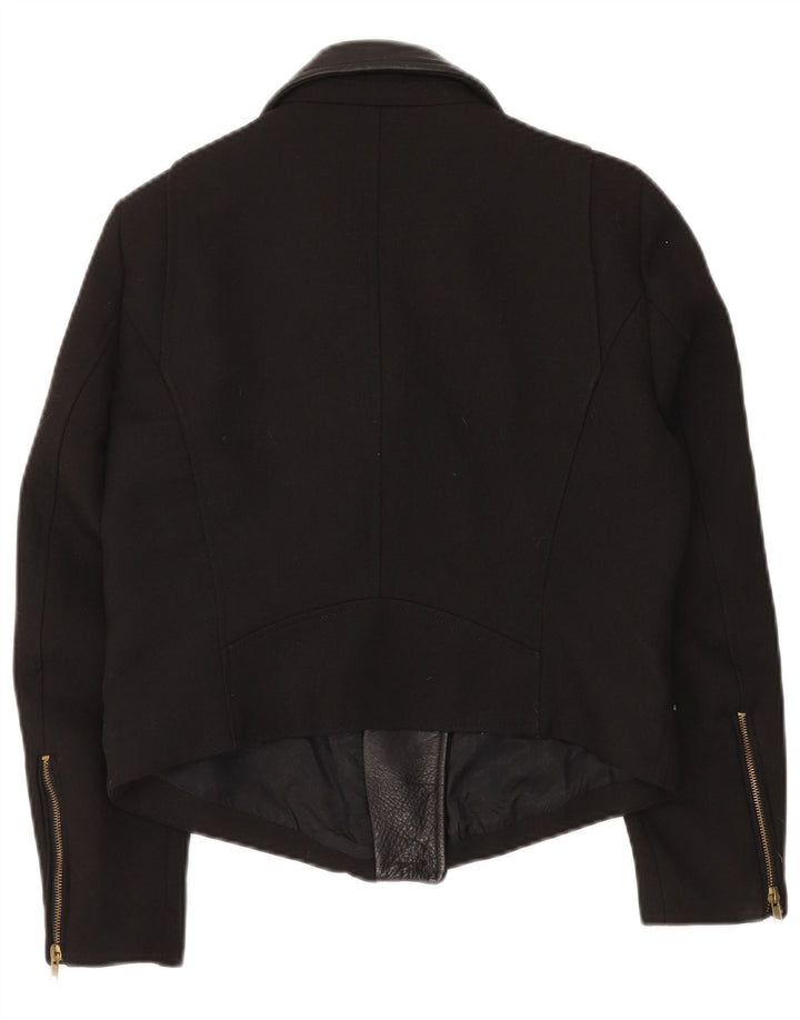 ZARA Γυναικείο Crop Biker Jacket UK 14 Large Black