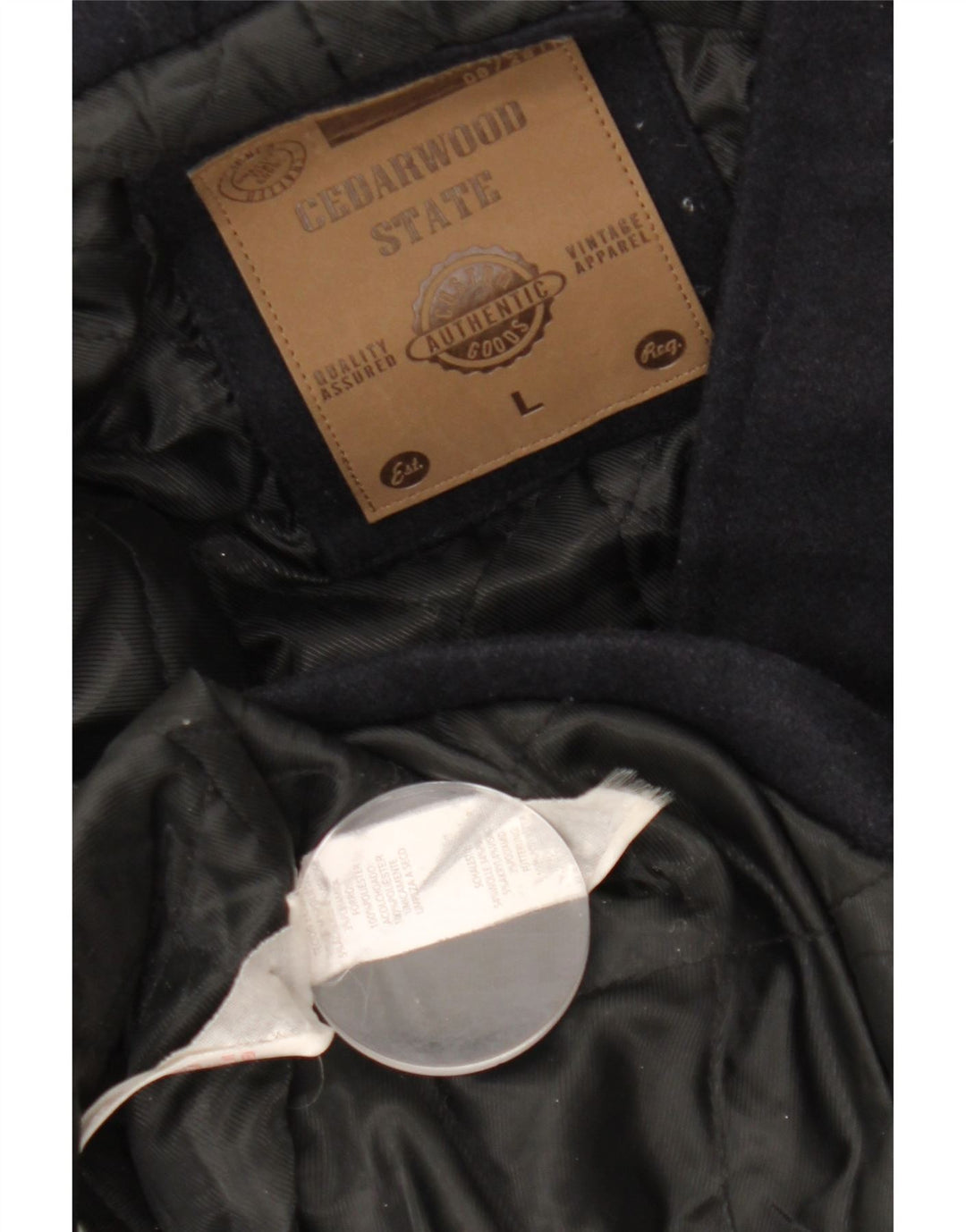 CEDARWOOD STATE Ανδρικό παλτό Duffle με κουκούλα UK 40 Large Navy Blue Polyester