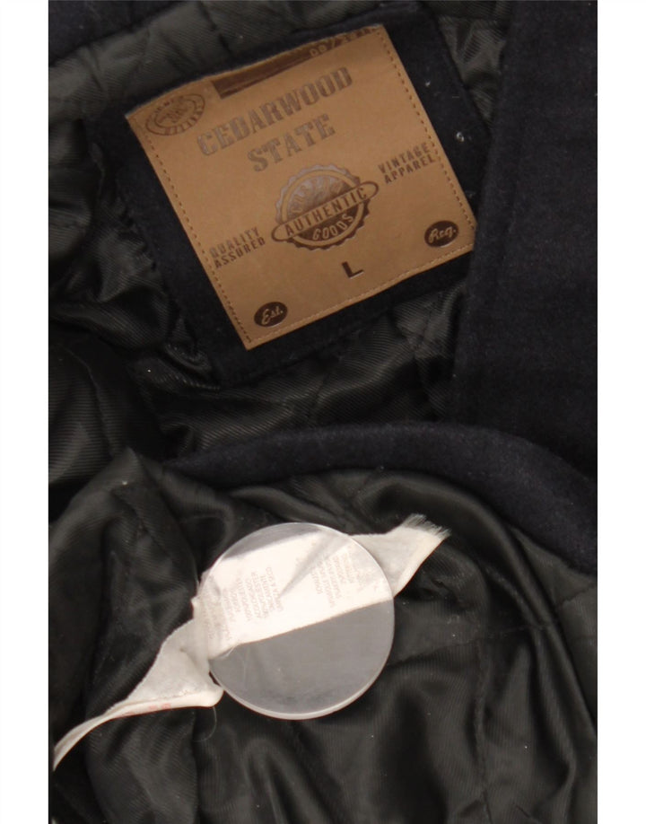 CEDARWOOD STATE Ανδρικό παλτό Duffle με κουκούλα UK 40 Large Navy Blue Polyester