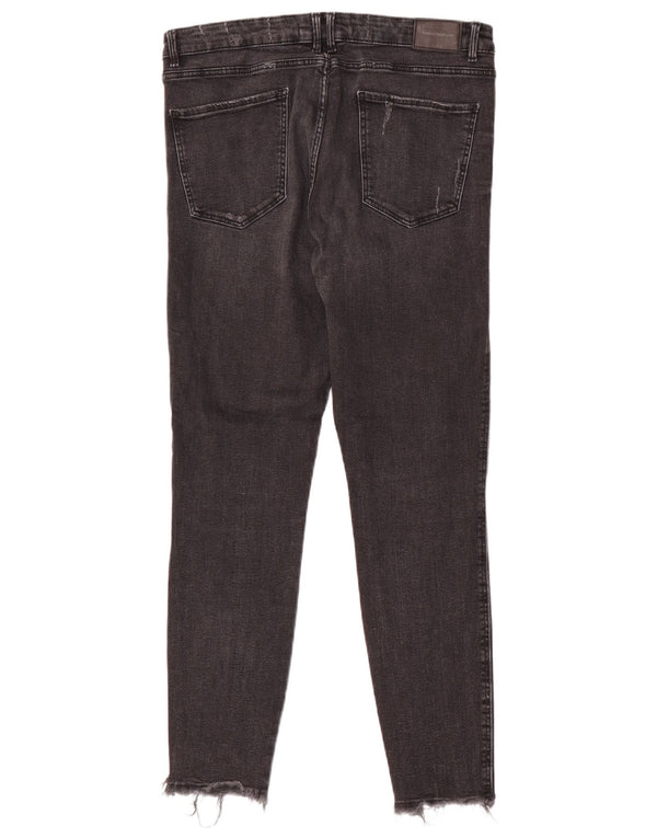 Zara Γυναικεία Trafaluc Distressed Skinny Jeans EU 44 XL W34 L28 Μαύρο βαμβακερό