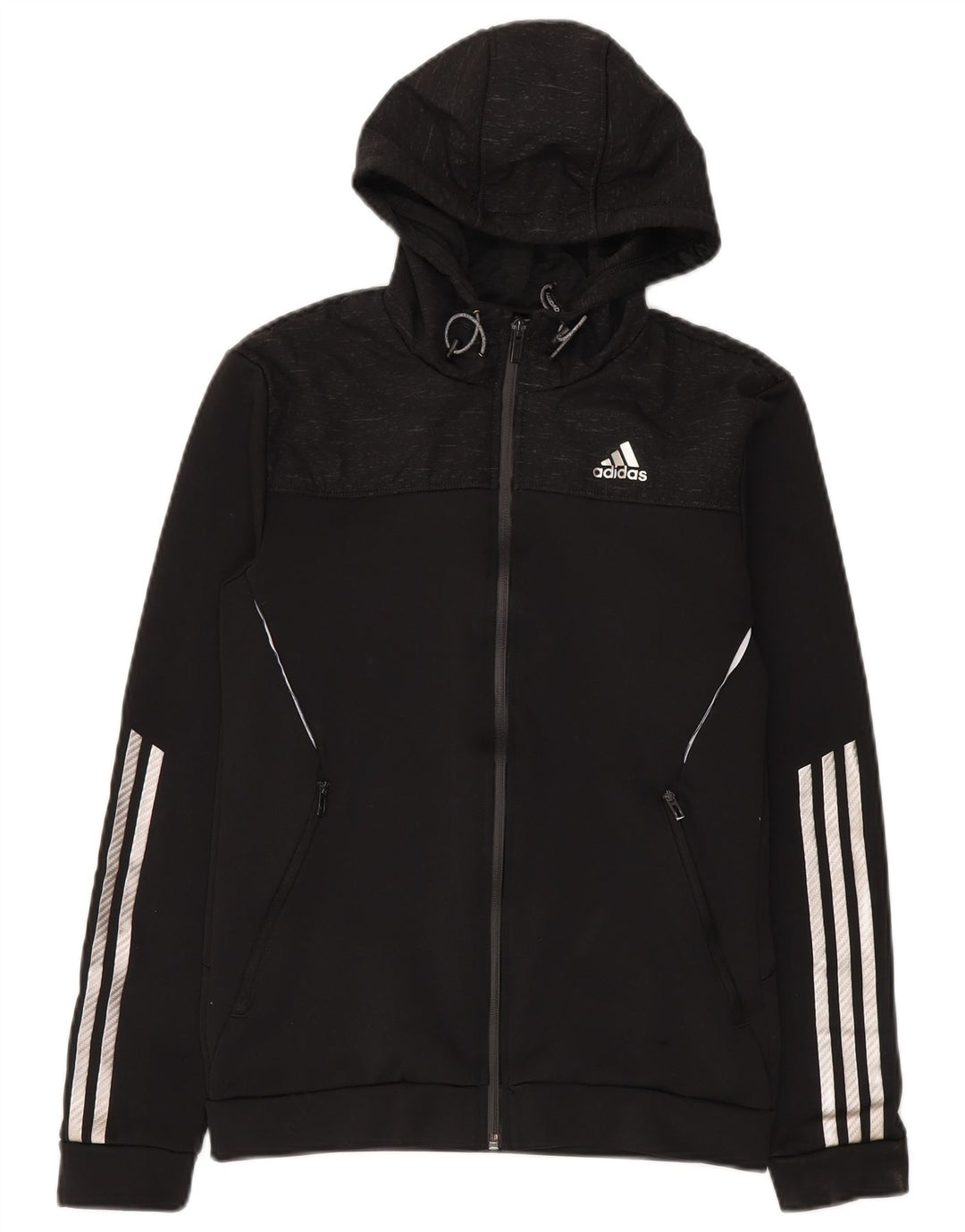 Ανδρικό πουλόβερ Adidas με φερμουάρ, μικρό μαύρο πολυεστέρα