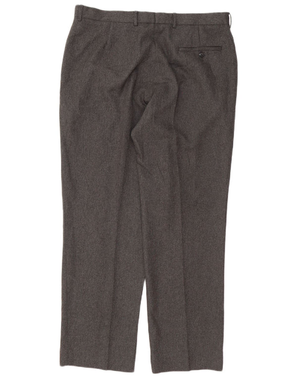 Marks & Spencer Mens Straight Suit Trousers W36 L31 Grey Polyester