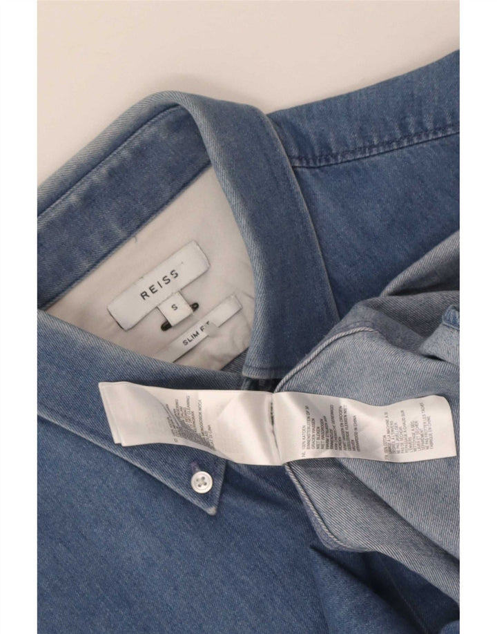 Ανδρικό τζιν πουκάμισο Reiss Slim Fit Μικρό μπλε βαμβακερό