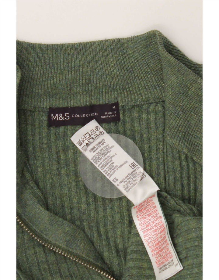 Marks & Spencer Γυναικείο πουλόβερ με φερμουάρ UK 14 Μεσαίο πράσινο πολυεστέρα
