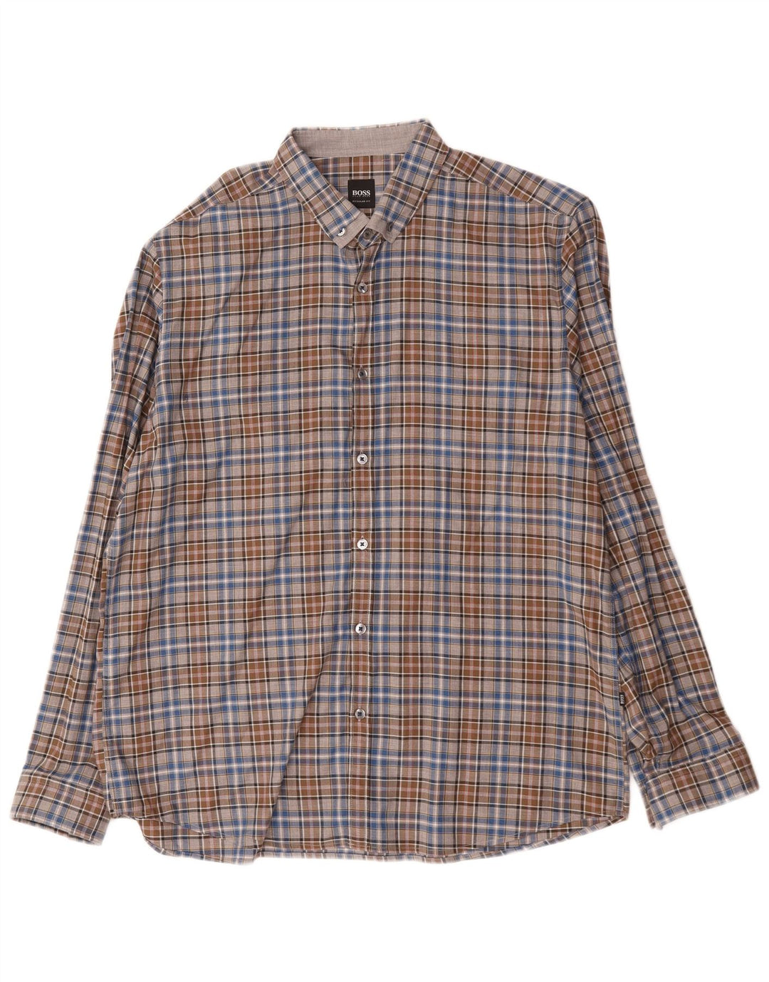 Ανδρικό πουκάμισο Hugo Boss Regular Fit XL Καφέ βαμβακερό
