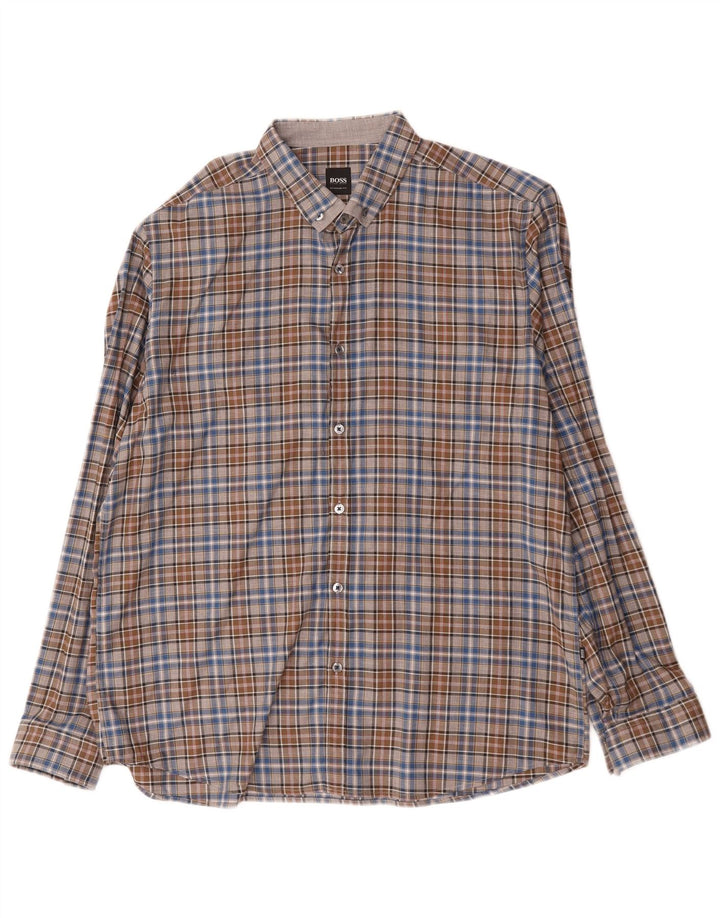 Ανδρικό πουκάμισο Hugo Boss Regular Fit XL Καφέ βαμβακερό