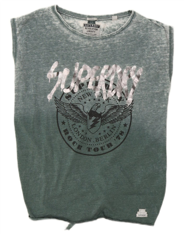 Superdry Γυναικείο Γραφικό Γιλέκο Υπερμεγέθη UK 8 Μικρό Βαμβακερό πράσινο
