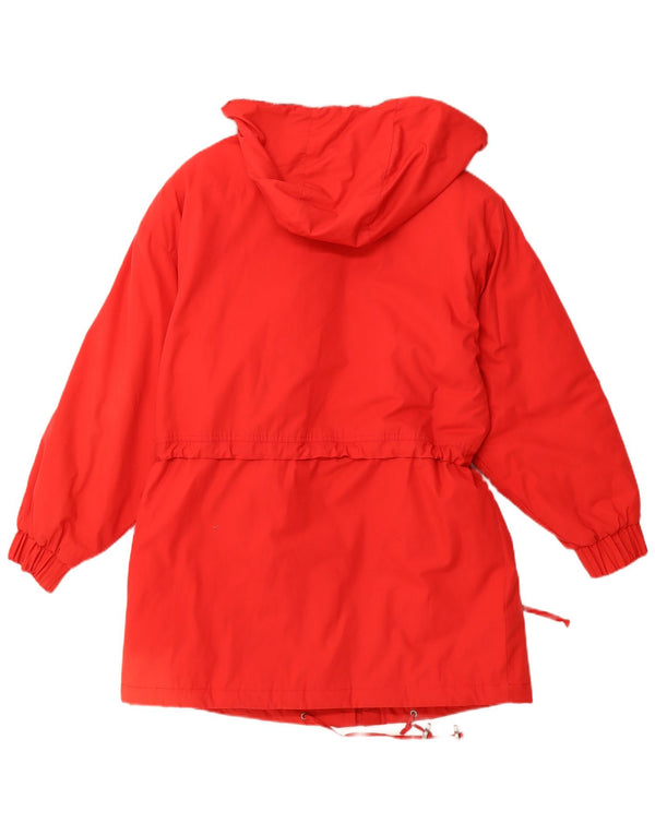 VINTAGE Womens Hooded Windbreaker Coat UK 12 Medium Red Polyester