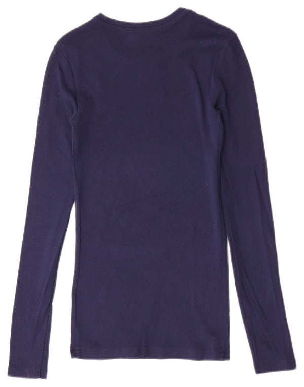 Polo Ralph Lauren γυναικείο μακρυμάνικο μπλουζάκι UK 4 XS Navy Blue Cotton