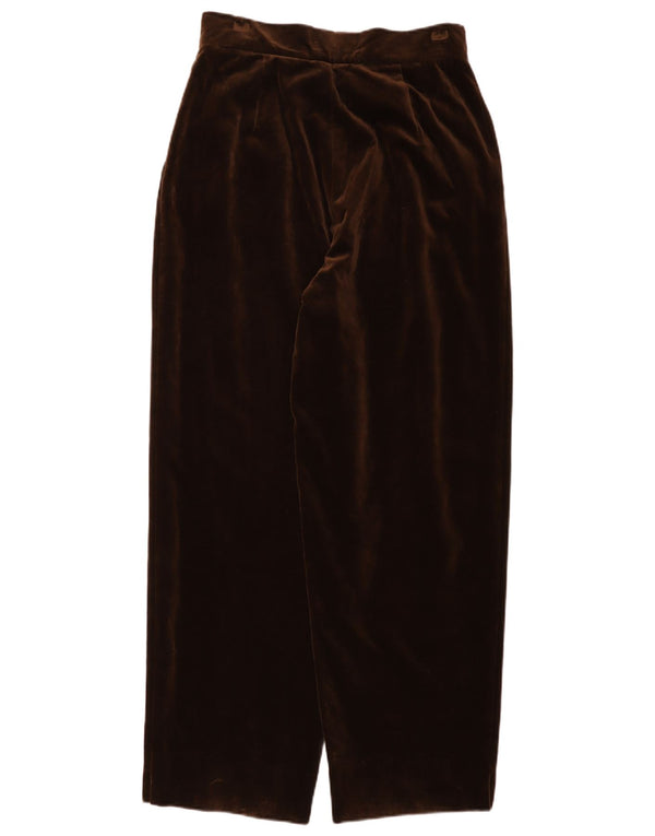 Vintage γυναικείο βελούδινο ψηλόμεσο casual παντελόνι IT 46 μεγάλο W30 L30 καφέ